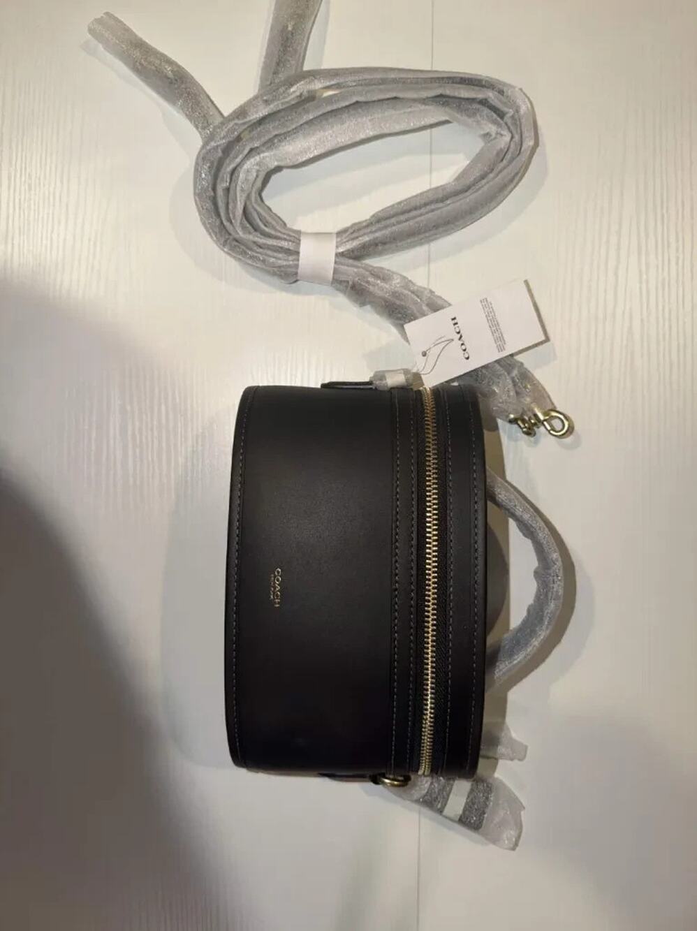 NWT B7-009COACH Originals TrailBagCrossbodyVanity Case In LeatherGoldBlack CBG93